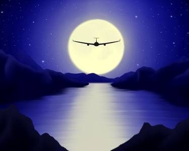 Aeroplane over mountain lake - Limited Edition of 5 thumb