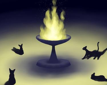 Cats around a fire - Limited Edition of 5 thumb