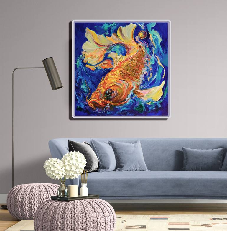 Original Conceptual Fish Painting by Vitaly Leshukov Soldatov