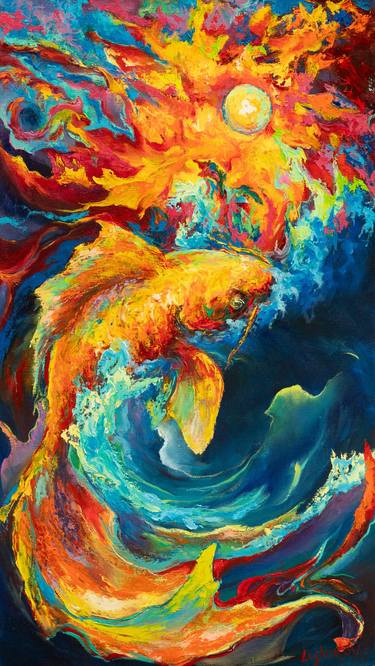 KOI ANTICIPATION - 3 - Series Of Paintings "Goldfish" thumb