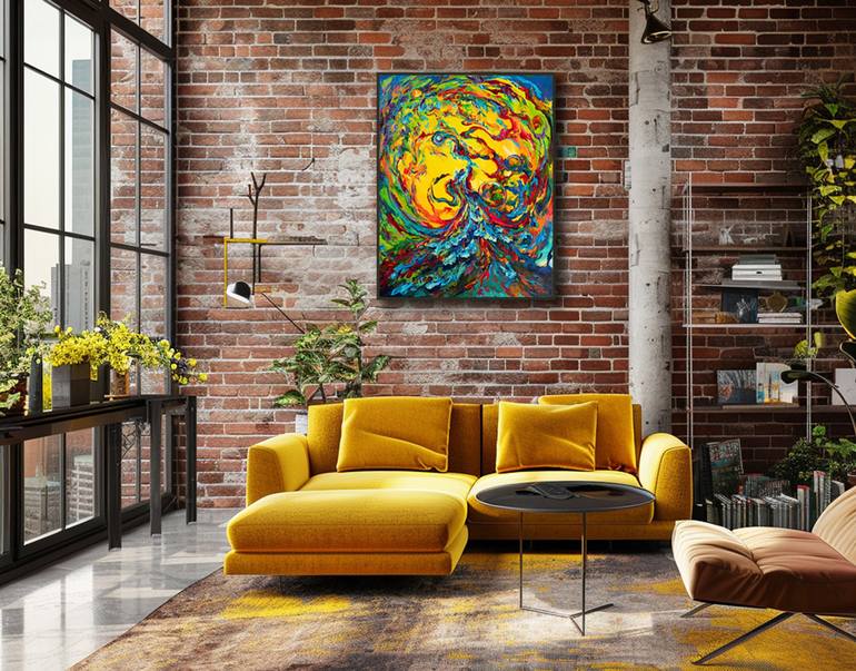 Original Abstract Expressionism Fantasy Painting by Vitaly Leshukov Soldatov