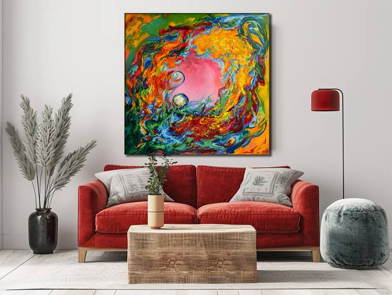 Original Abstract Expressionism Fantasy Painting by Vitaly Leshukov Soldatov