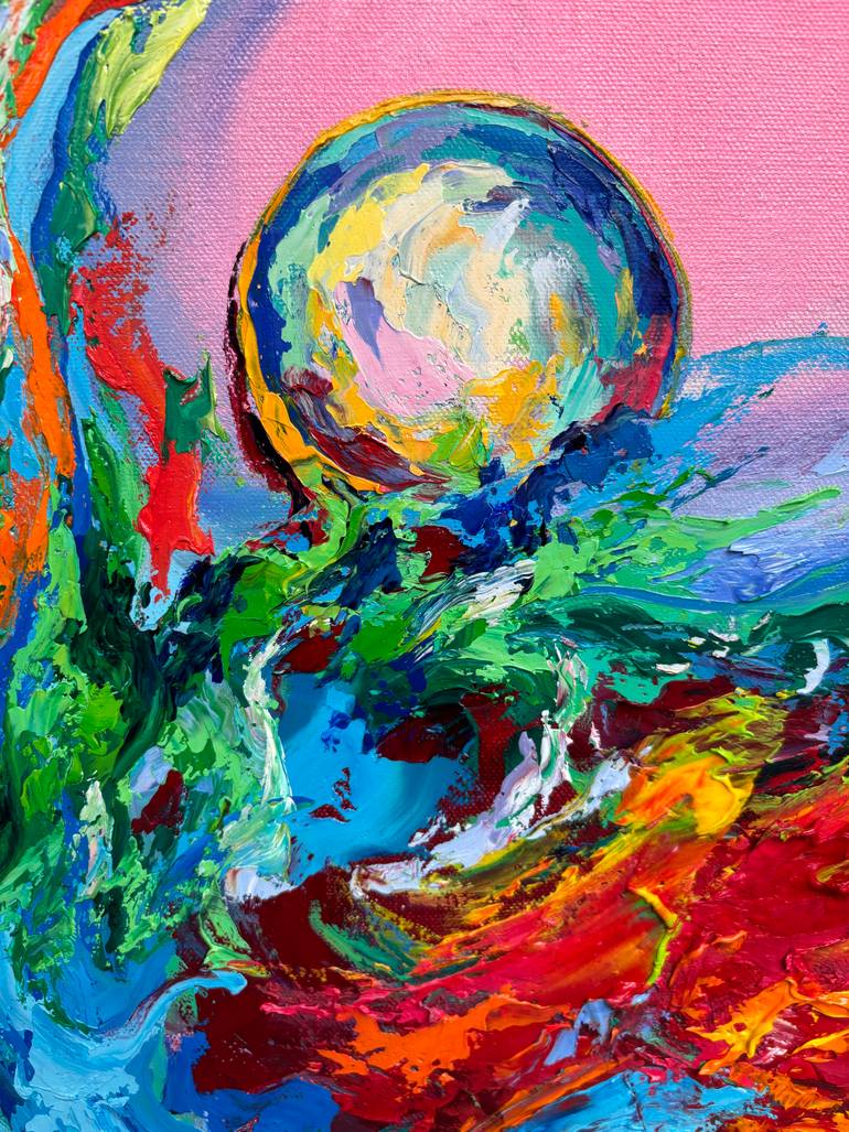 Original Abstract Expressionism Fantasy Painting by Vitaly Leshukov Soldatov