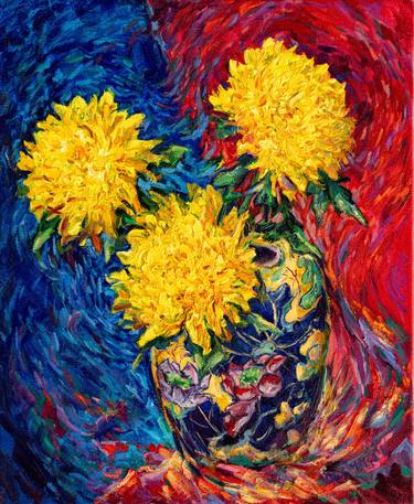 Original Impressionism Floral Painting by Vitaly Leshukov Soldatov