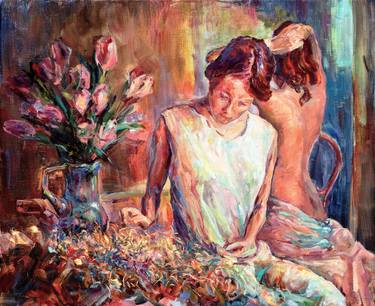 Original Classicism Erotic Painting by Vitaly Leshukov Soldatov