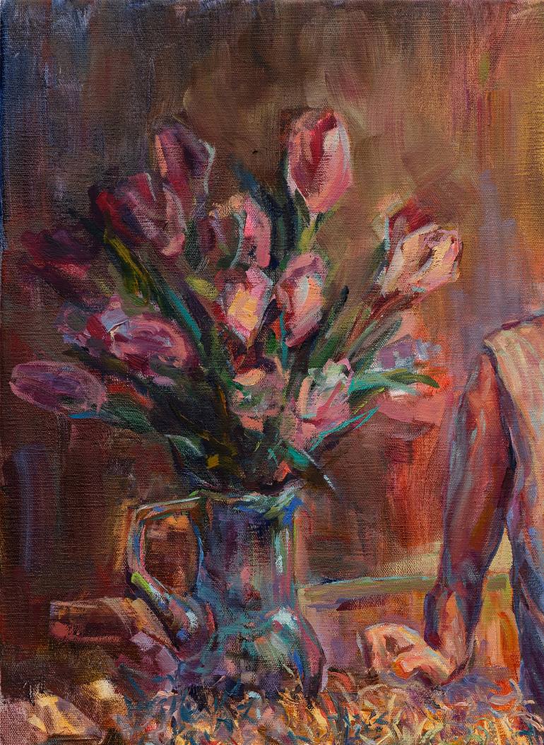 Original Classicism Erotic Painting by Vitaly Leshukov Soldatov