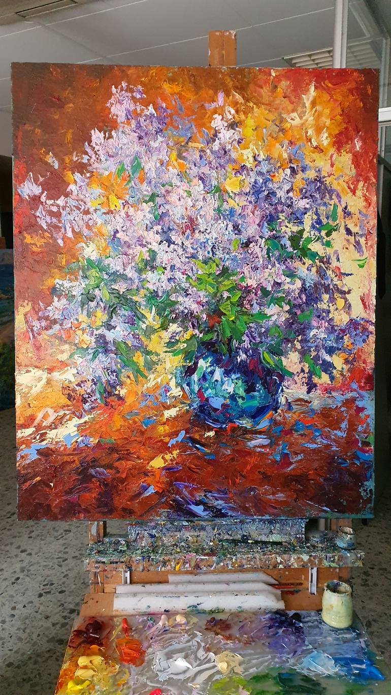 Original Abstract Expressionism Floral Painting by Vitaly Leshukov Soldatov