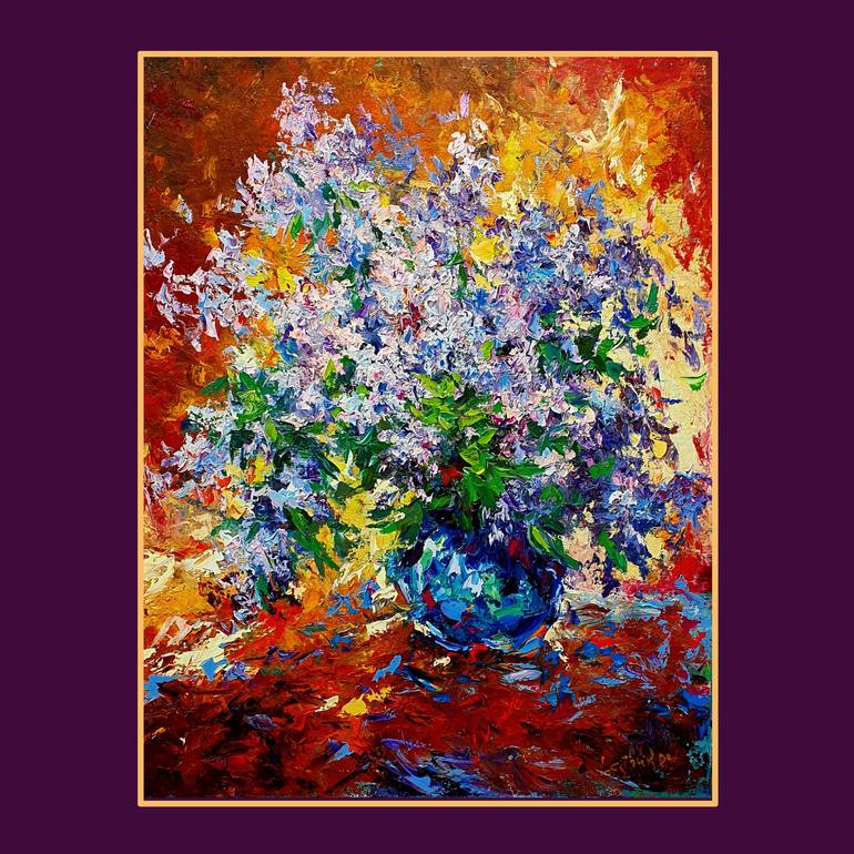 Original Abstract Expressionism Floral Painting by Vitaly Leshukov Soldatov