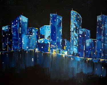 Original Abstract Cities Paintings by Brent Knippel