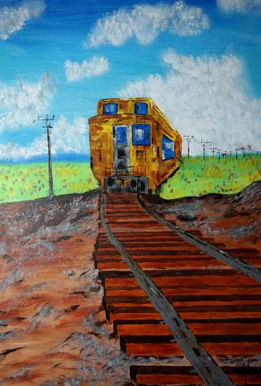Original Abstract Expressionism Train Paintings by Brent Knippel