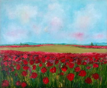 Field of Poppies Landscape Nature Art thumb