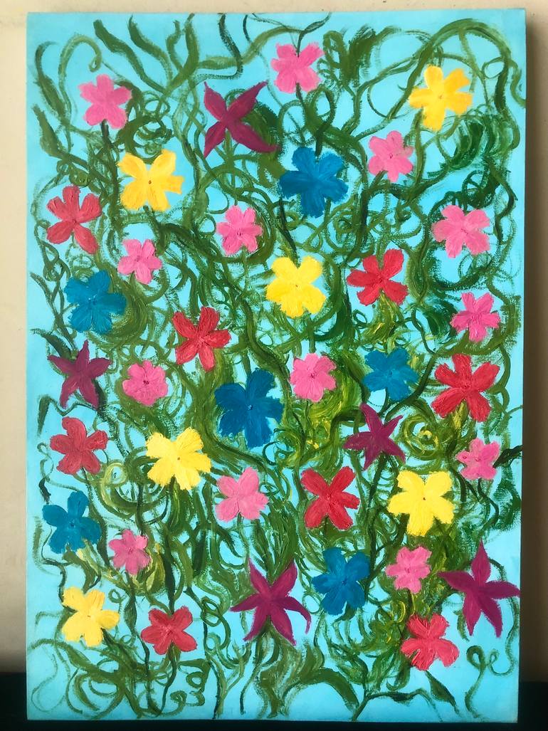 Original Abstract Expressionism Floral Painting by Marina Gorbachova