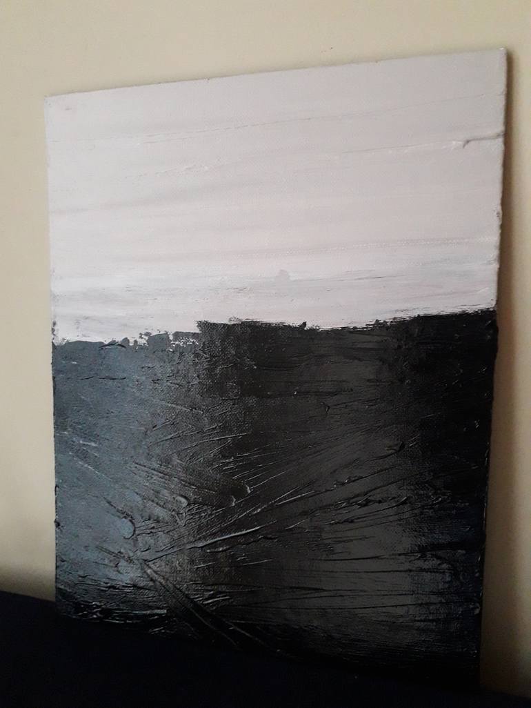 BLACK AND WHITE MINIMALIST ABSTRACT MODERN ART OTHER SIDE Painting by ...