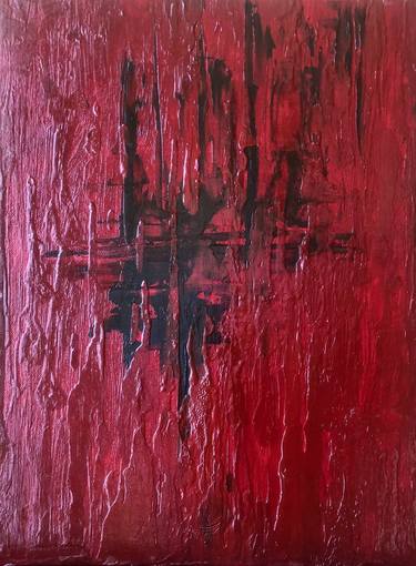 Deep Red Minimalist Abstraction Modern Art Energy Love thumb