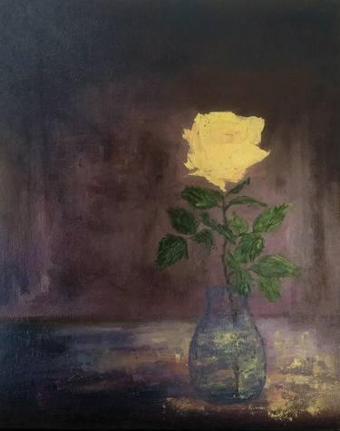 YELLOW ROSE Impressionism Flower Painting thumb