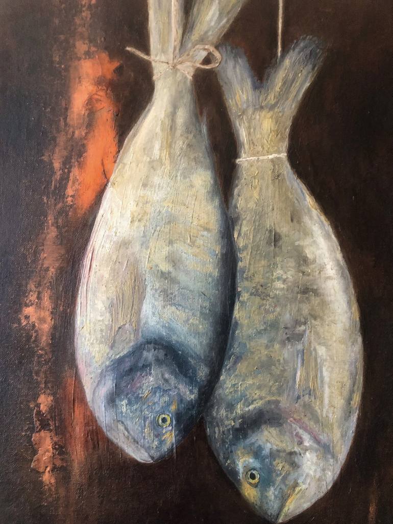 Original Art Deco Fish Painting by Marina Gorbachova
