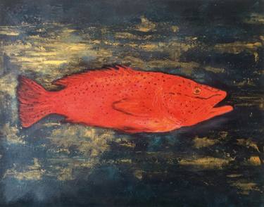 Original Abstract Expressionism Fish Paintings by Marina Gorbachova