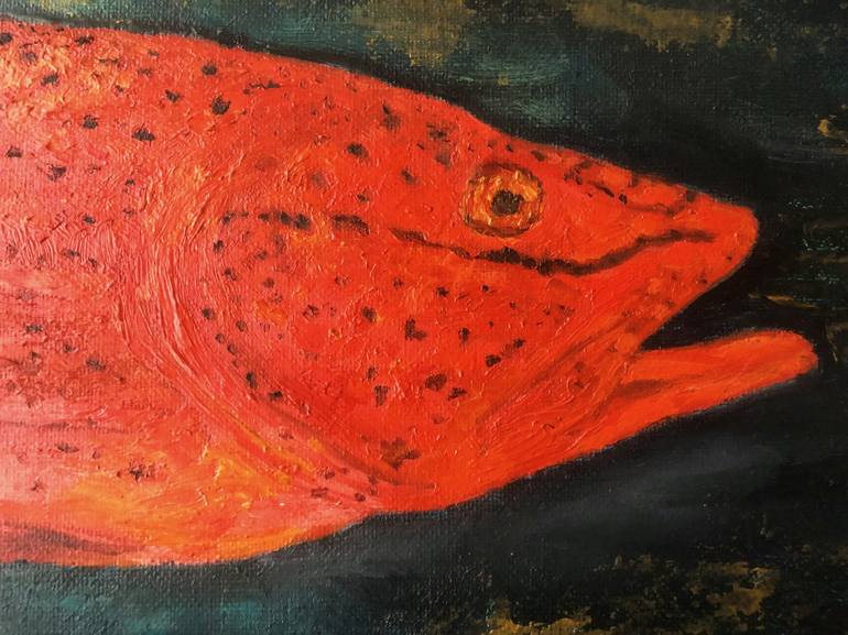 Original Abstract Expressionism Fish Painting by Marina Gorbachova