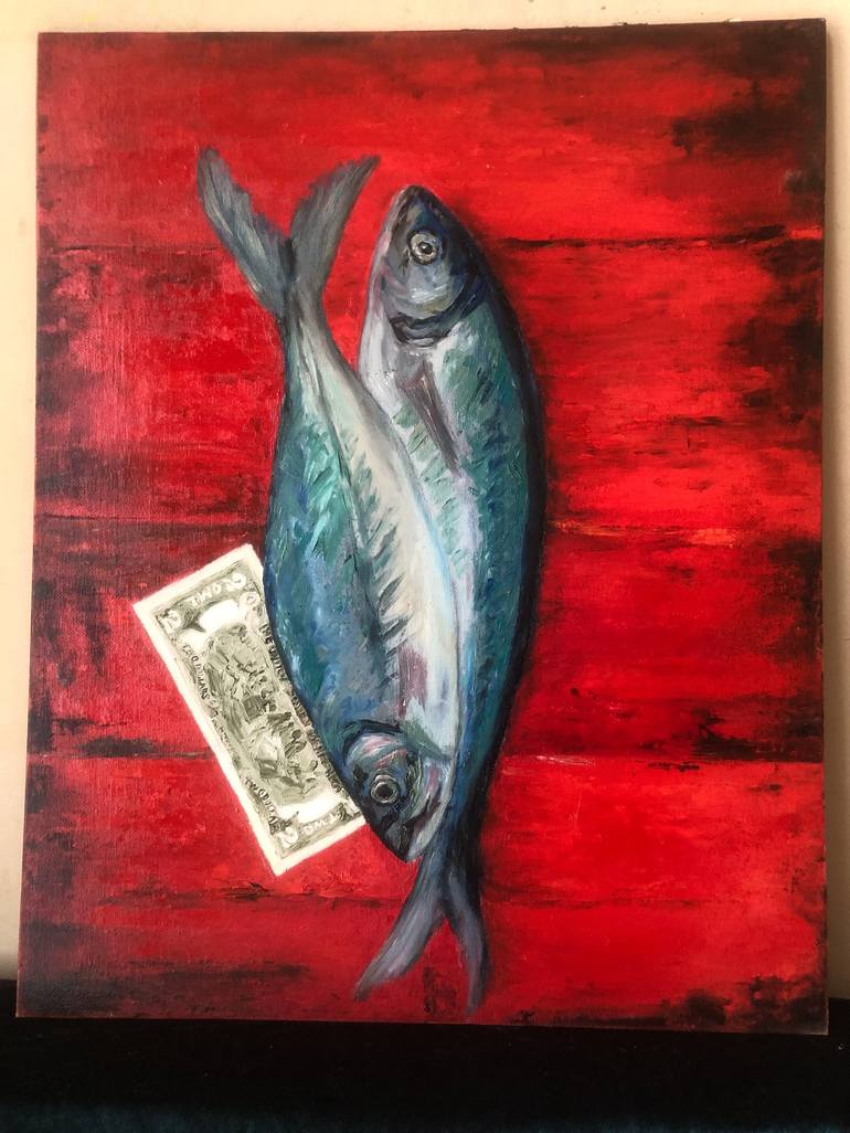 Original Impressionism Fish Painting by Marina Gorbachova