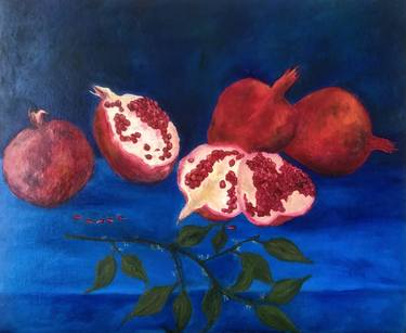 Pomegrenades on a table Imressionism Fruits thumb