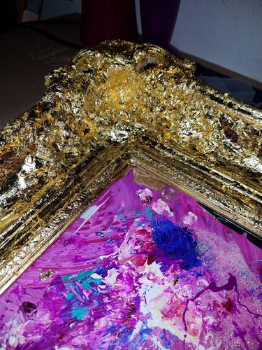 Oil & Acrylic Impasto with glitter on canvas w/ 24 Karat Gold Leaf clad wood frame thumb