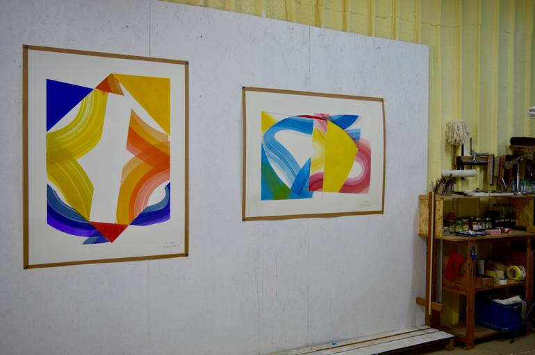 Original Cubism Abstract Painting by Yohanan Delaunay-Israel