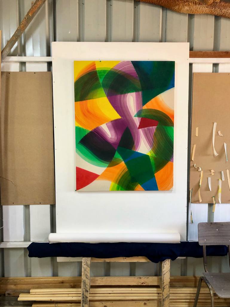 Original Cubism Abstract Painting by Yohanan Delaunay-Israel