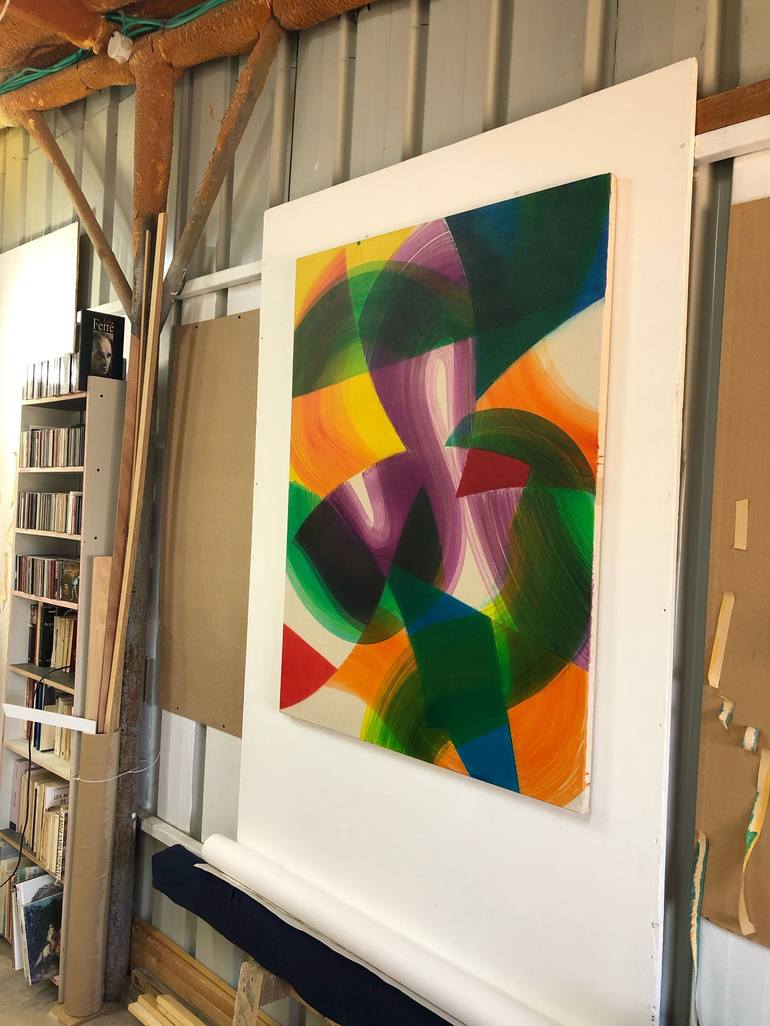 Original Cubism Abstract Painting by Yohanan Delaunay-Israel