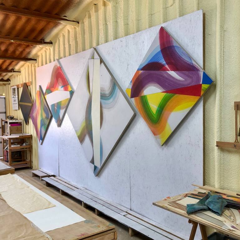 Original Cubism Abstract Painting by Yohanan Delaunay-Israel