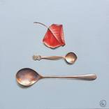Vintage spoons and leaf by Elena Kolotusha