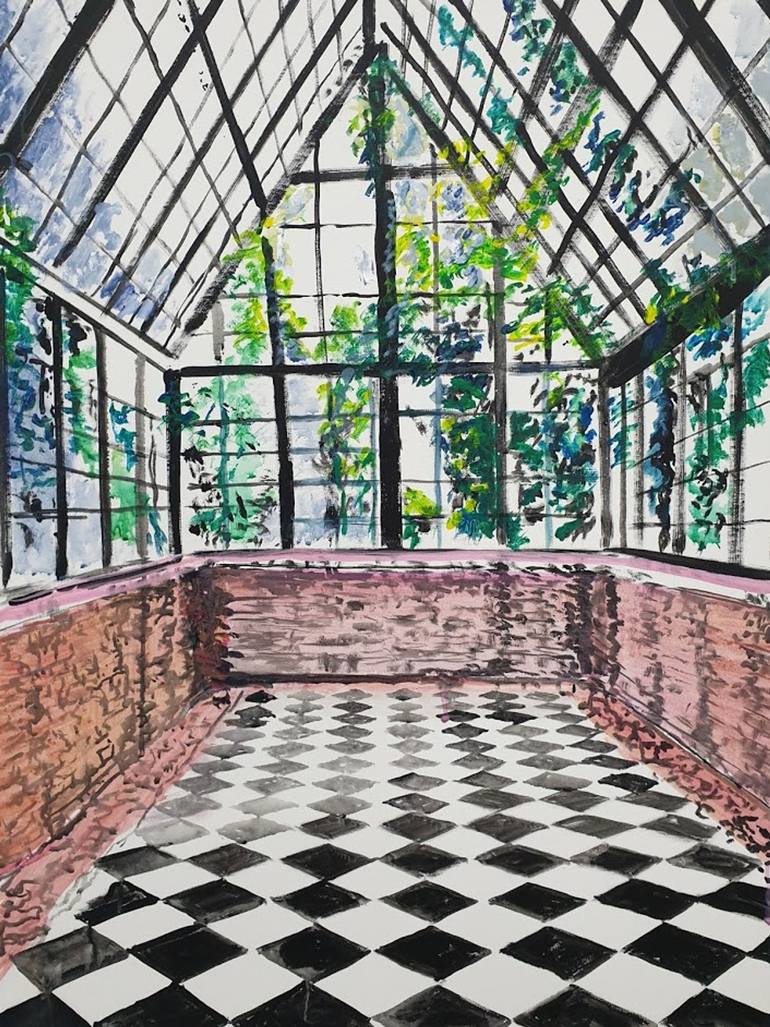 Først faktum Blitz Inside the glass house Painting by Etienne Jammaers | Saatchi Art