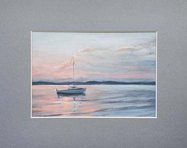 Sunset on a Lake Original oil painting thumb