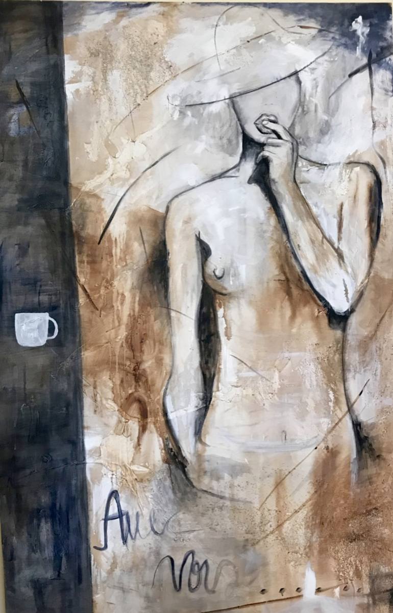 Original Expressionism Nude Painting by Carine Delimelette