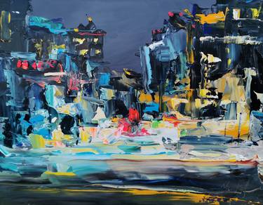 Night city. 50x60 cm oil on canvas. thumb