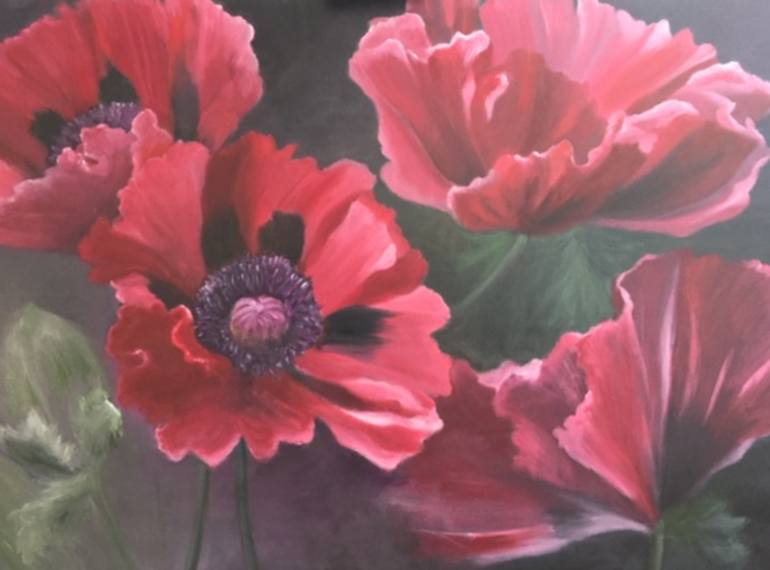 Red Oriental Poppies Painting by Anneke Janszen Saatchi Art