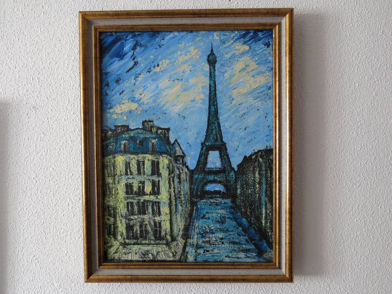 Eiffel Tower In Teal Blue Watercolor French Chic Decor Metal Print