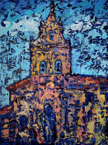 Art painting of the Monastery of the Incarnation in Avila Spain thumb