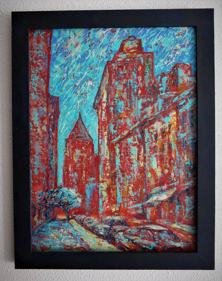 Original Abstract Expressionism Architecture Painting by Denis Kuvaiev DenKuvaiev