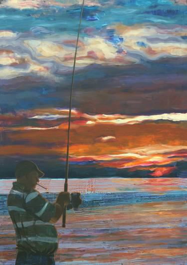 He Likes Fishing at the Sunset in Zaostrog Smoking a Cigarette thumb