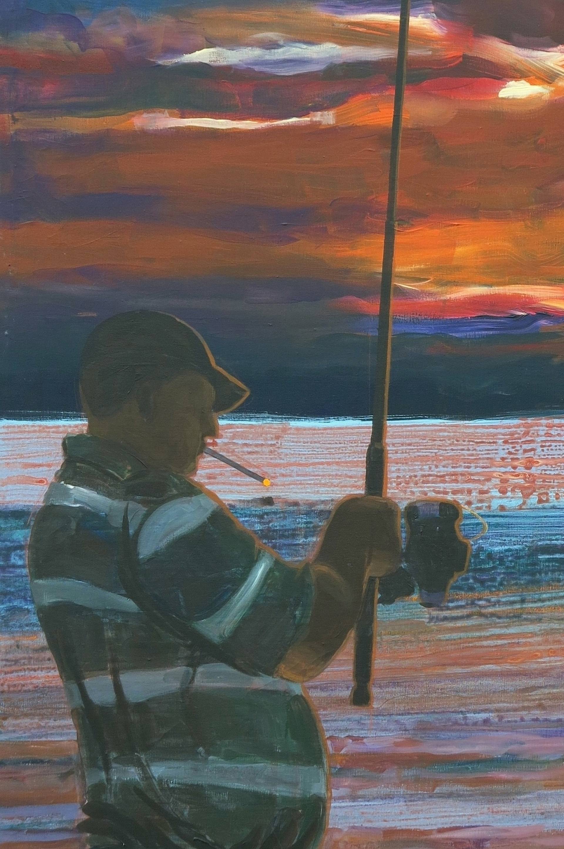 He Likes Fishing at the Sunset in Zaostrog Smoking a Cigarette