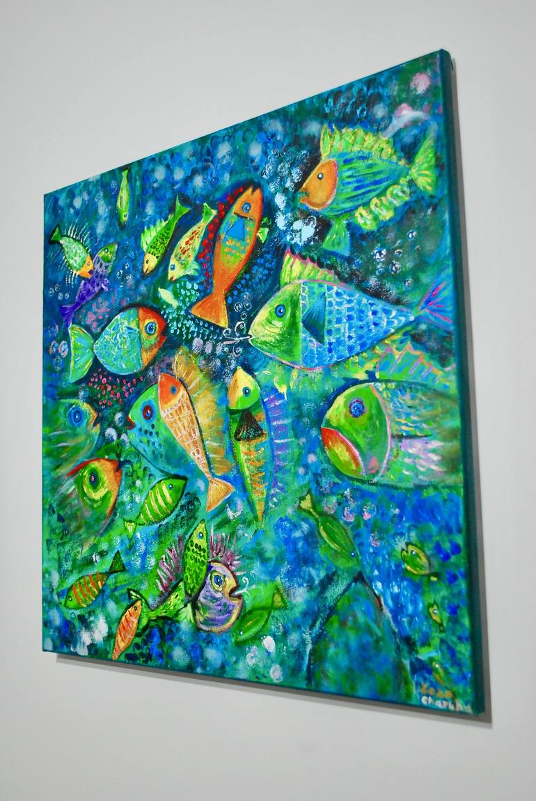 Original Expressionism Fish Painting by Anna Charuba