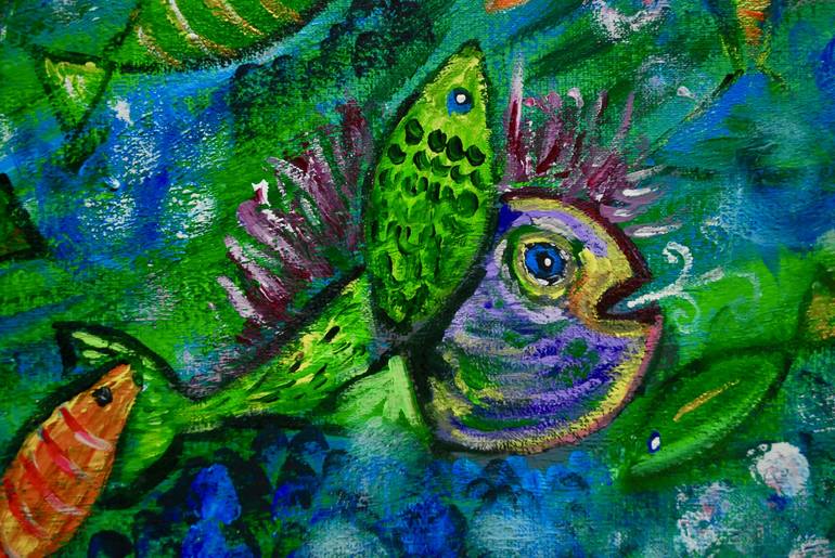 Original Expressionism Fish Painting by Anna Charuba