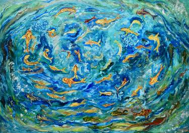 Original Expressionism Fish Painting by Anna Charuba
