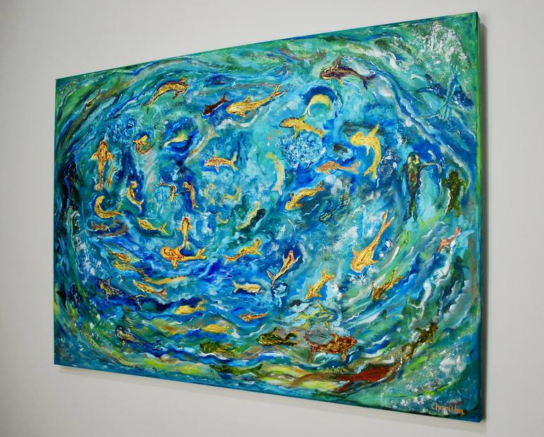 Original Expressionism Fish Painting by Anna Charuba