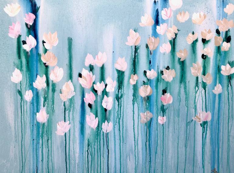 Original Abstract Floral Painting by Emily Herrera