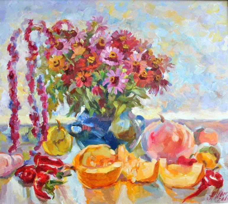 Still life with pumpkin Painting by Antonina Shtogryn | Saatchi Art