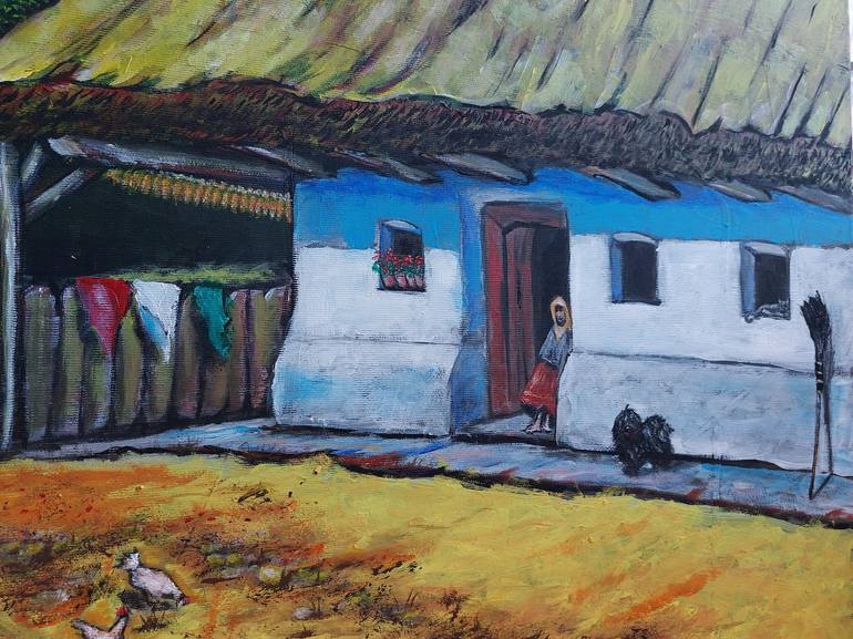 Original Figurative Rural life Painting by Károly Fizl