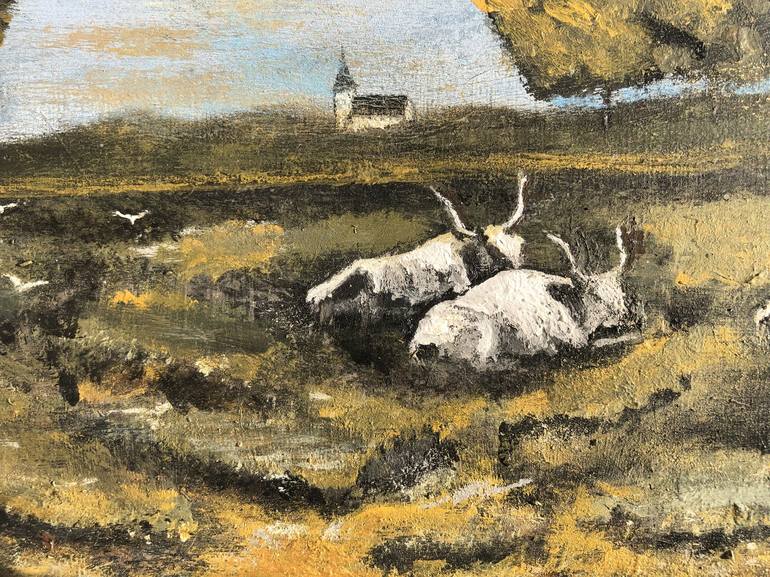 Original Folk Landscape Painting by Károly Fizl