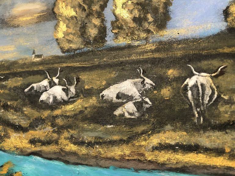Original Folk Landscape Painting by Károly Fizl