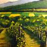 I love one of the most beautiful wine regions in Europe, Badacsony, grape, wine and  mountain. The painting was made on stretched canvas. Oil painting. This artwork was made in Balaton Highlands.